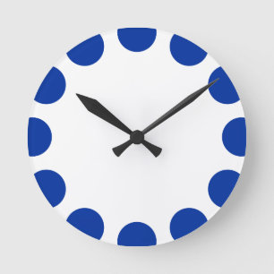 Horloge Ronde Croissant de couleur - Bleu de marine avec blanc