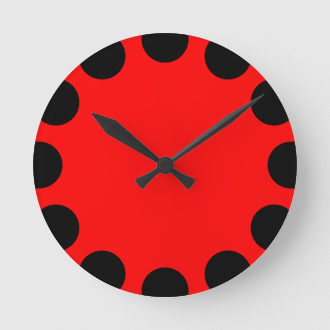 Horloge Ronde Croissant de couleur - noir et rouge (Recto)