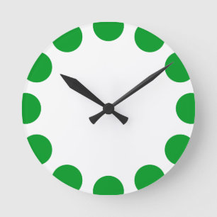 Horloge Ronde Croissant de couleur - Vert d'herbe avec blanc