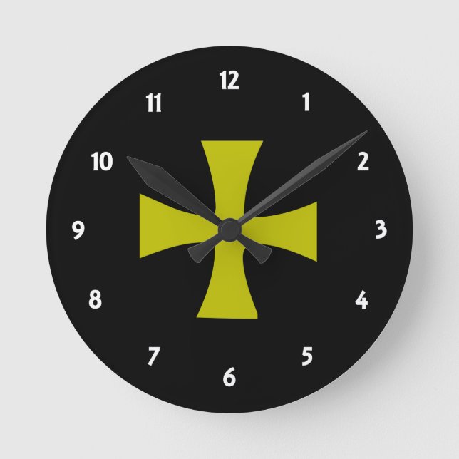 Horloge Ronde Croix byzantine couleur or (Recto)