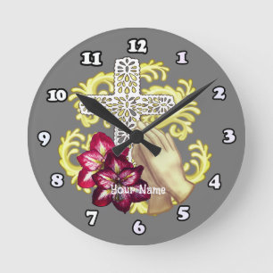 Horloge Ronde Croix d'Amaryllis