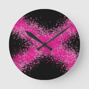 Horloge Ronde Croix de confettis rose parties scintillant choqua