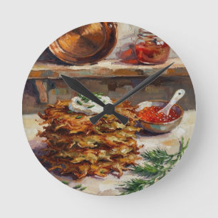 Horloge Ronde Croquettes de Pommes de Terre Cuisine Nature Morte