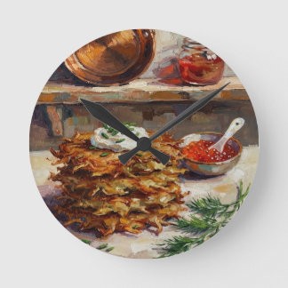 Horloge Ronde Croquettes de Pommes de Terre Cuisine Nature Morte