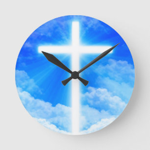 Horloge Ronde Cross of Light Jesus Christ Customizable Christian