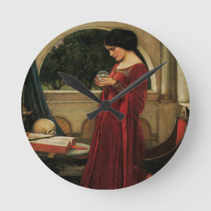 Horloge Ronde Crystal Ball Woman Waterhouse Peinture