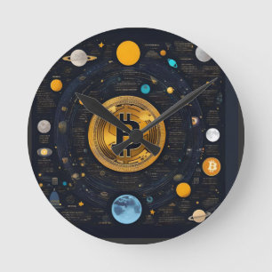 Horloge Ronde Crytpo - Chemise Bitcoin - Moon time AI