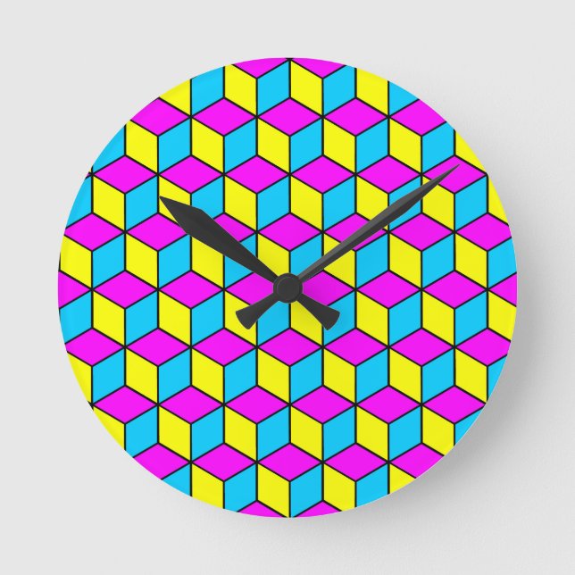 Horloge Ronde CUBE CMYK cubes célèbres illusion 2 (Recto)