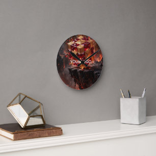 Horloge Ronde Cube orné sur la falaise volcanique