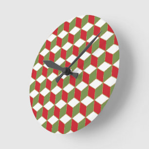 Horloge Ronde cubes d'ambiance de Noël motif illusion