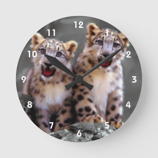 Horloge Ronde Cubes de léopard des neiges (Recto)