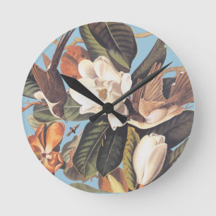 Horloge Ronde Cuckoo noir d'Audubon
