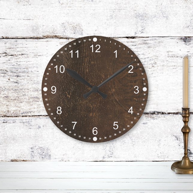Horloge Ronde Cuir de vachette faux cuir (Créateur téléchargé)