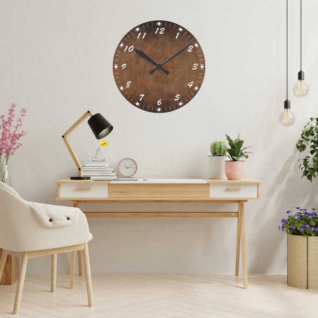 Horloge Ronde Cuir Faux Vieil Univers (Créateur téléchargé)