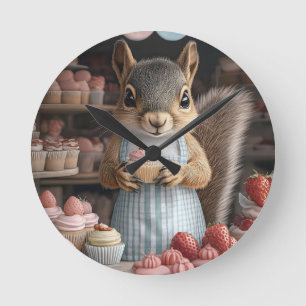 Horloge Ronde Cuire l'écureuil avec Cupcake