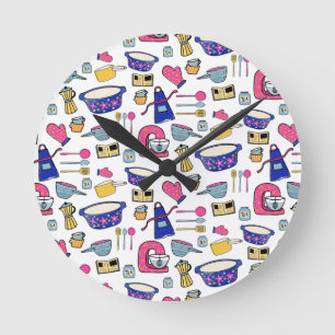 Horloge Ronde Cuisine Lumineuse Ustensiles Cuisinier Cuisinier