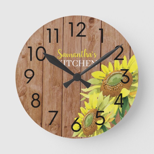Horloge Ronde Cuisine Personnalisée En Bois Rustique Et Tourneso (Recto)