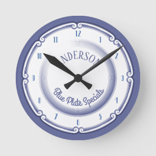 Horloge Ronde Cuisine personnalisée spéciale plaque bleue