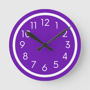Horloge Ronde Cuisine Simple Et Moderne, Violet Et Blanche