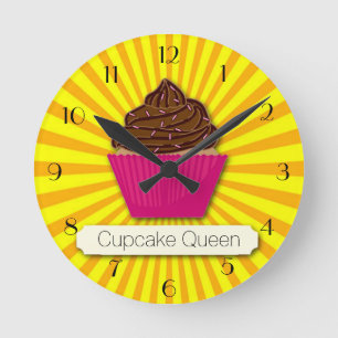 Horloge Ronde Cupcake et Sunshine Personnaliser Ajoutez votre te