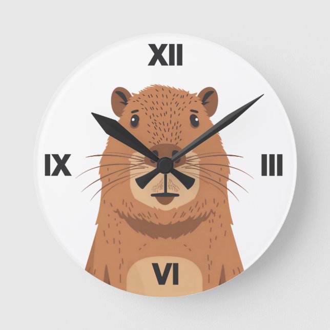 Horloge Ronde Curieux portrait Capybara (Recto)