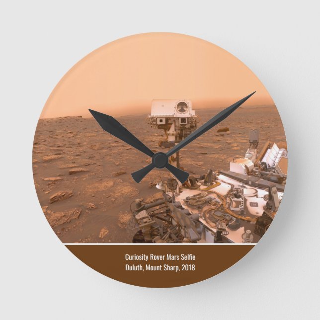 Horloge Ronde Curiosity Rover Mars Dusty Selfie au Mont Sharp (Recto)