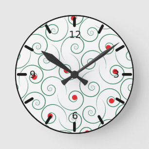 Horloge Ronde Curly Christmas Tree White Round Clock