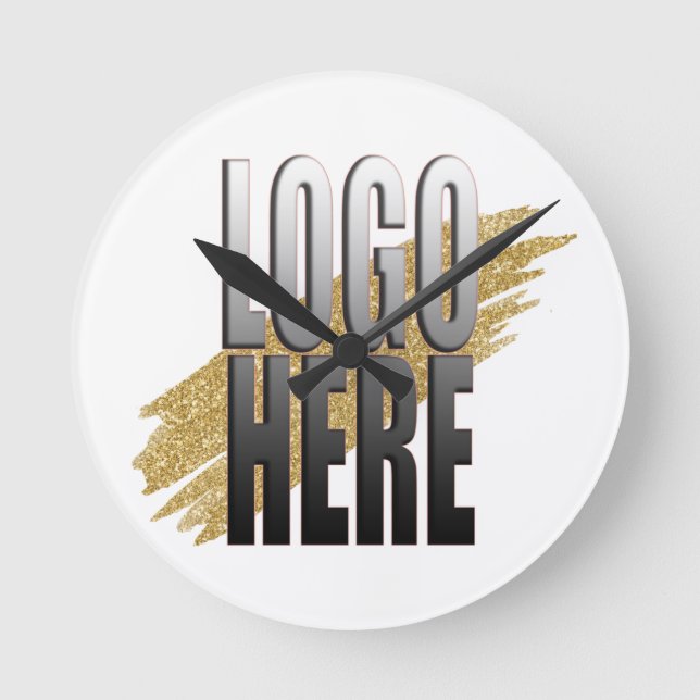 Horloge Ronde Custom Add your Logo Here on White (Recto)