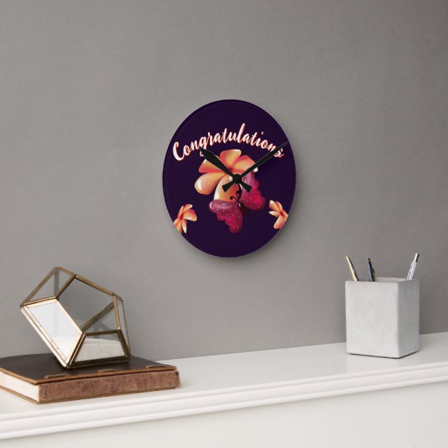 Horloge Ronde Custom and personalized floral Butterfly Pattern  (Bureau)
