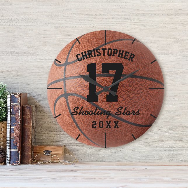 Horloge Ronde Custom Basketball Sport Nom Number Personalizable (Créateur téléchargé)