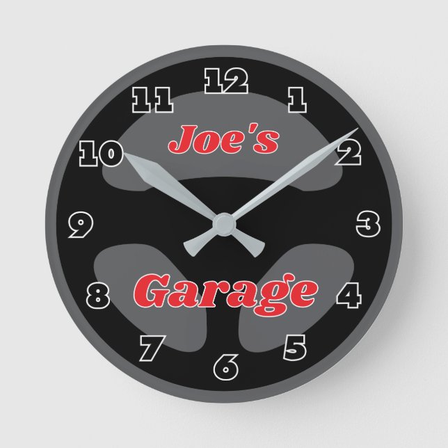Horloge Ronde Custom car steering wheel garage wall clock design (Recto)