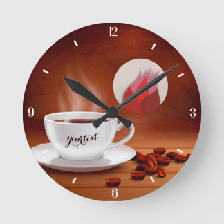 Horloge Ronde Custom Coffee Clock Cafe Wall Art Personalized