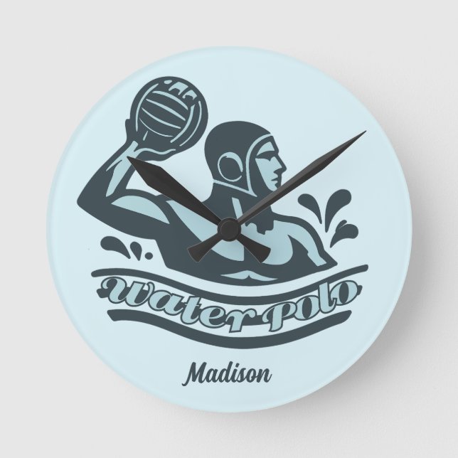 Horloge Ronde Custom Name Water Polo (Recto)