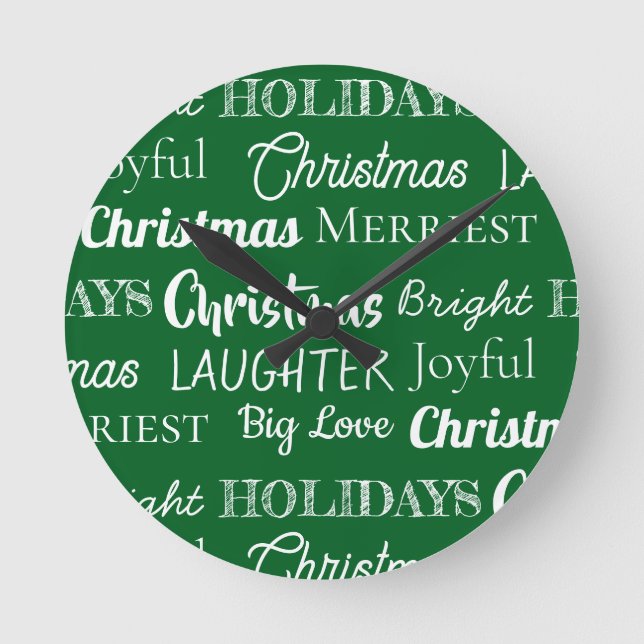 Horloge Ronde Custom Names Text Type Christmas (Recto)