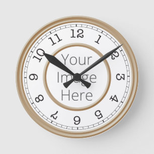 Horloge Ronde Custom Photo Brown Moderne Minimaliste