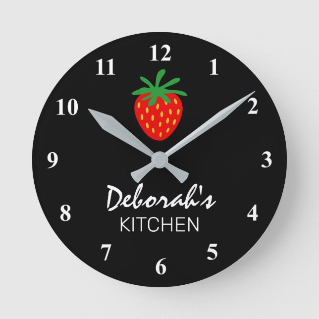 Horloge Ronde Custom red strawberry round kitchen wall clock (Recto)