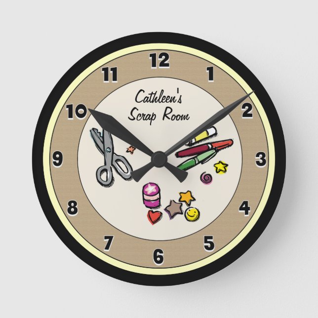 Horloge Ronde Custom Scraproom ou Craft Room (Recto)