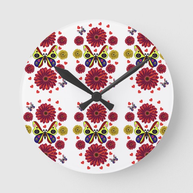 Horloge Ronde Custom Spring Butterfly Floral Gift  (Recto)