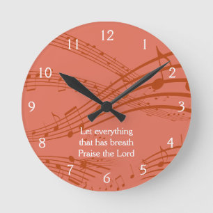 Horloge Ronde Custom Terracotta MUSIC NOTES