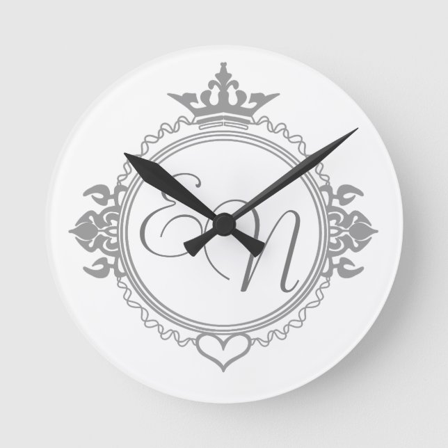 Horloge Ronde Customiser les noms, initiales et phrase Aimer (Recto)
