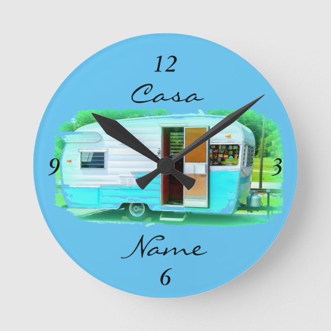 Horloge Ronde Customized Retro Vintage camper caravan (Recto)