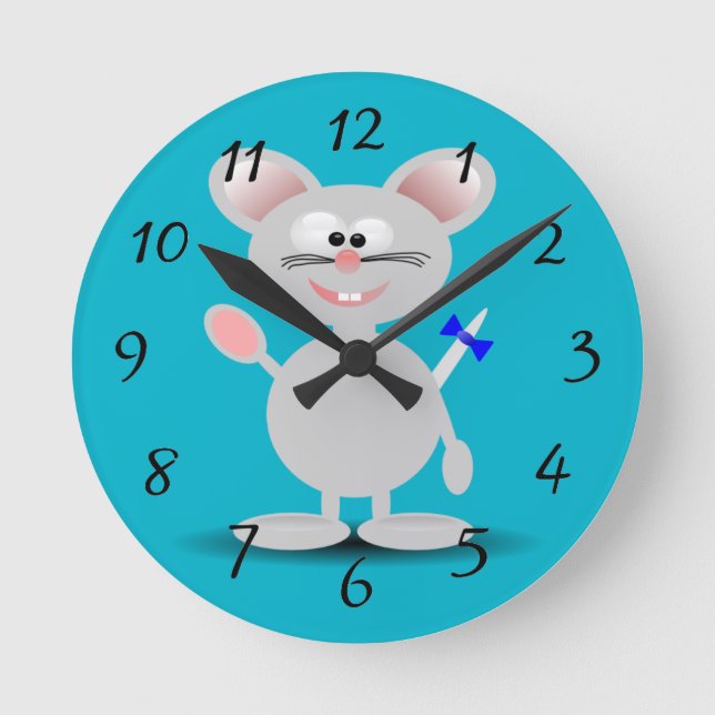 Horloge Ronde Cute animated mouse clock (Recto)