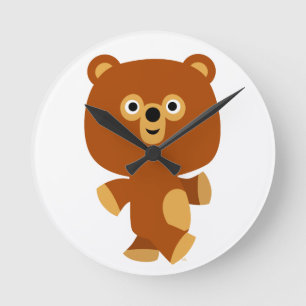 Horloge Ronde Cute Assertive Cartoon Bear Wall Clock