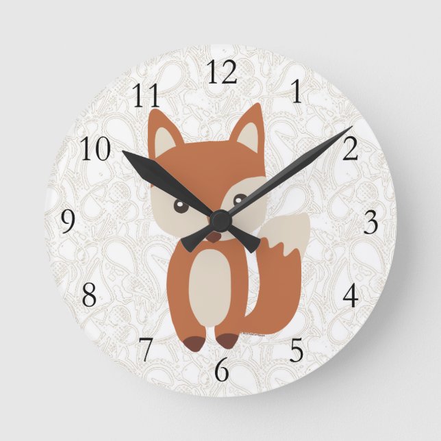 Horloge Ronde Cute Baby Fox (Recto)