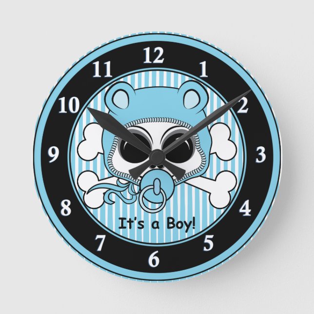 Horloge Ronde Cute bébé Garçon Crâne (Recto)
