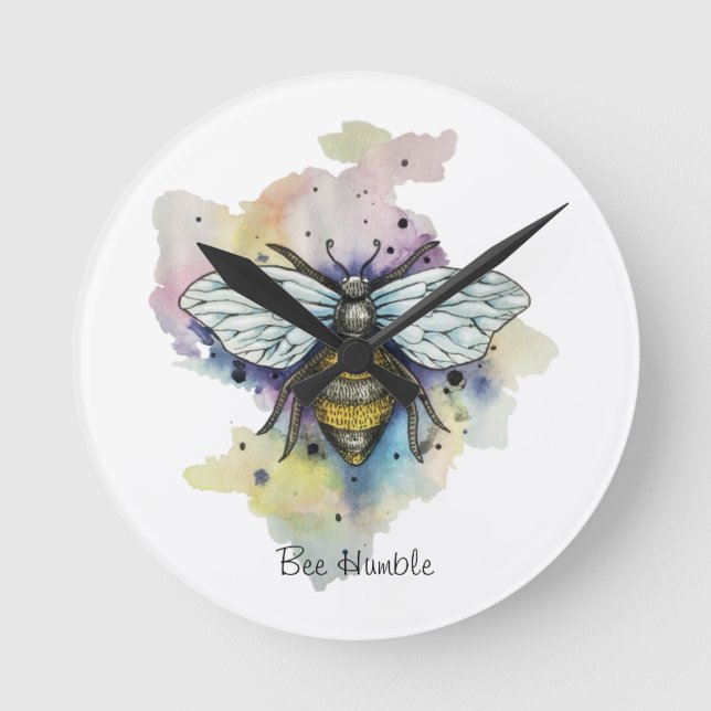 Horloge Ronde Cute Bee And Rainbow Wash Square Wall Clock (Recto)
