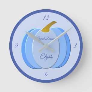 Horloge Ronde Cute Blue Baby Boy Citrouille Custom Nursery