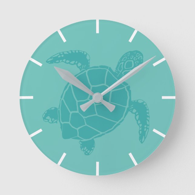 Horloge Ronde Cute Blue Sea Turtle (Recto)