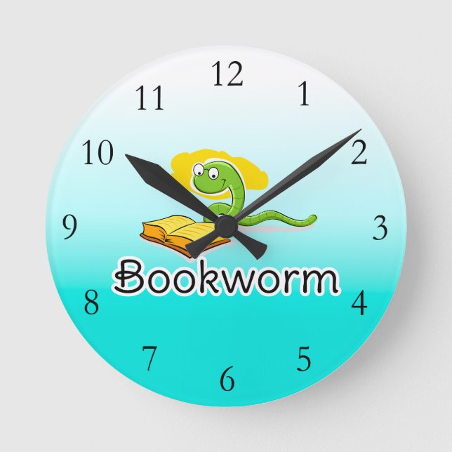 Horloge Ronde Cute Bookworm (Recto)