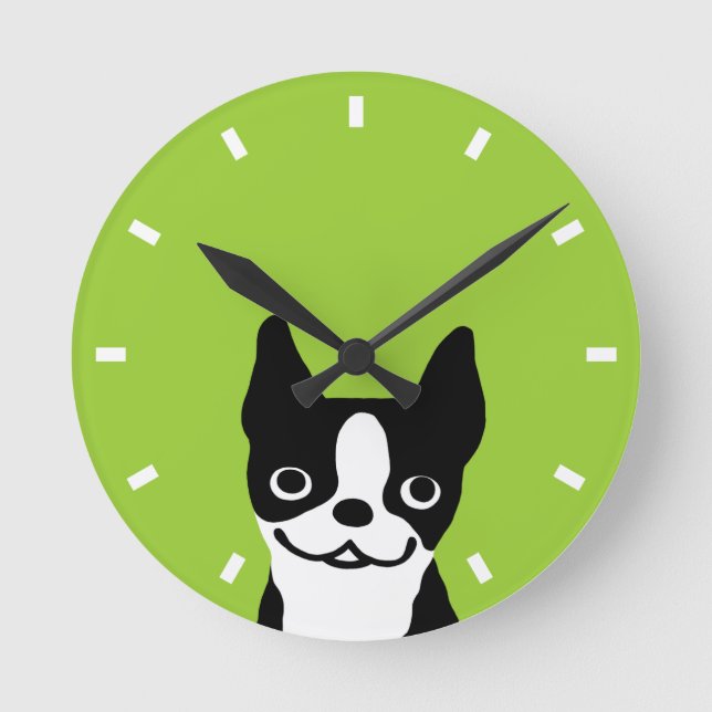 Horloge Ronde Cute Boston Terrier - Couleur personnalisable (Recto)